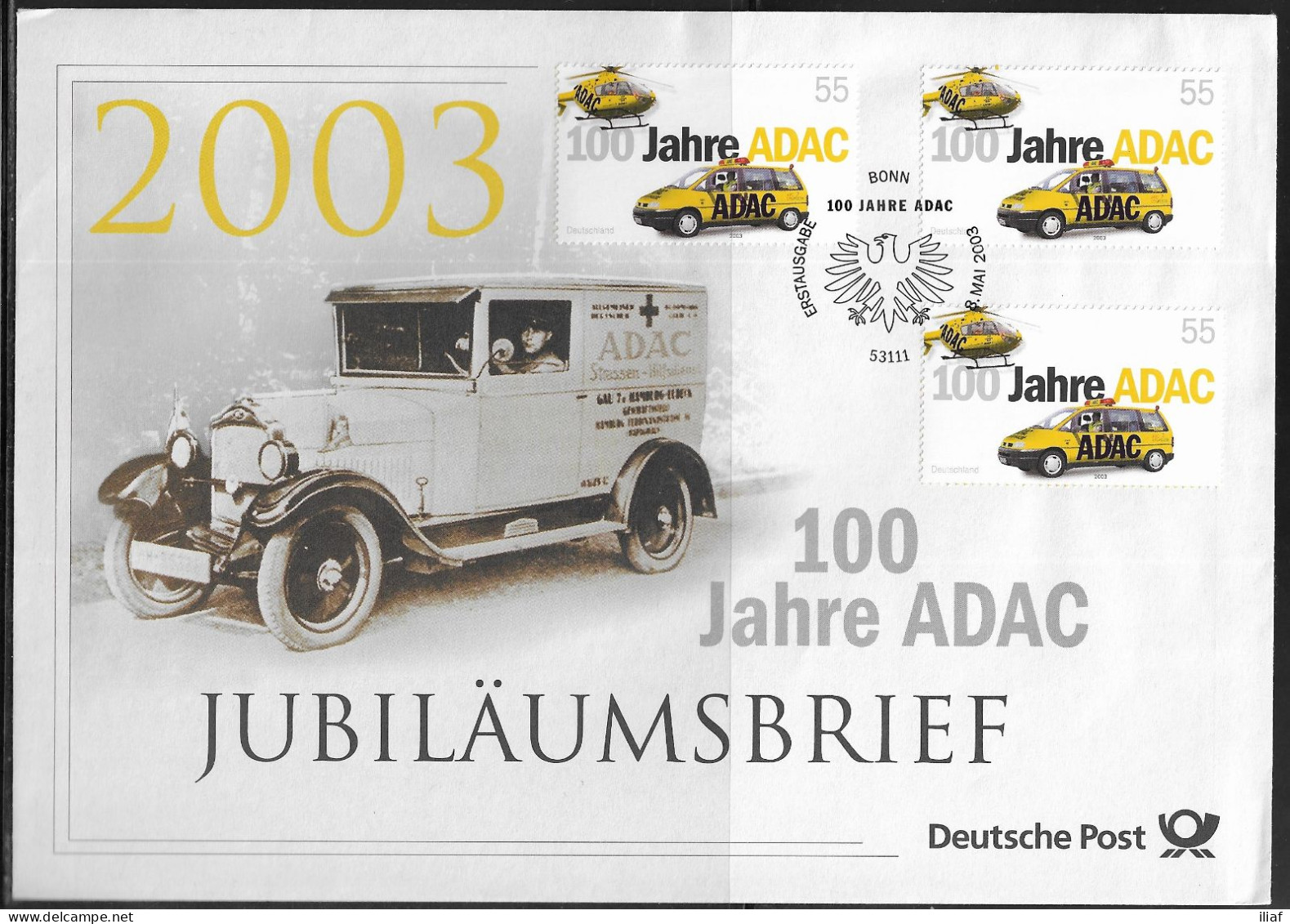 Germany. FDC Mi. 2340.  Centenary Of ADAC, German General Automobile Club. FDC Cancellation On Big Cachet Envelope - 2001-2010