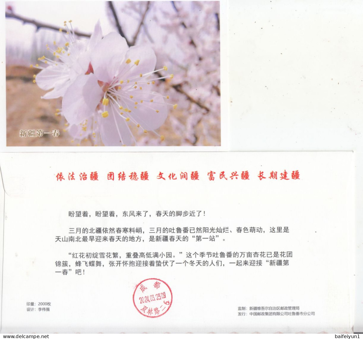 China 2024 The Apricot Blossom Day ATM Stamps Label Entired Postal Card And Cover - Hologrammes