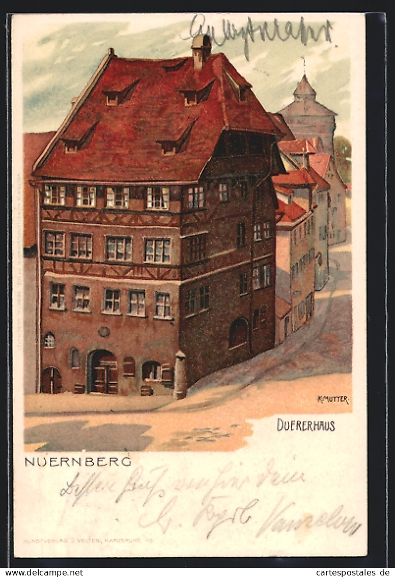 Künstler-AK Karl Mutter: Nürnberg, Strassenpartie Mit Duererhaus  - Mutter, K.