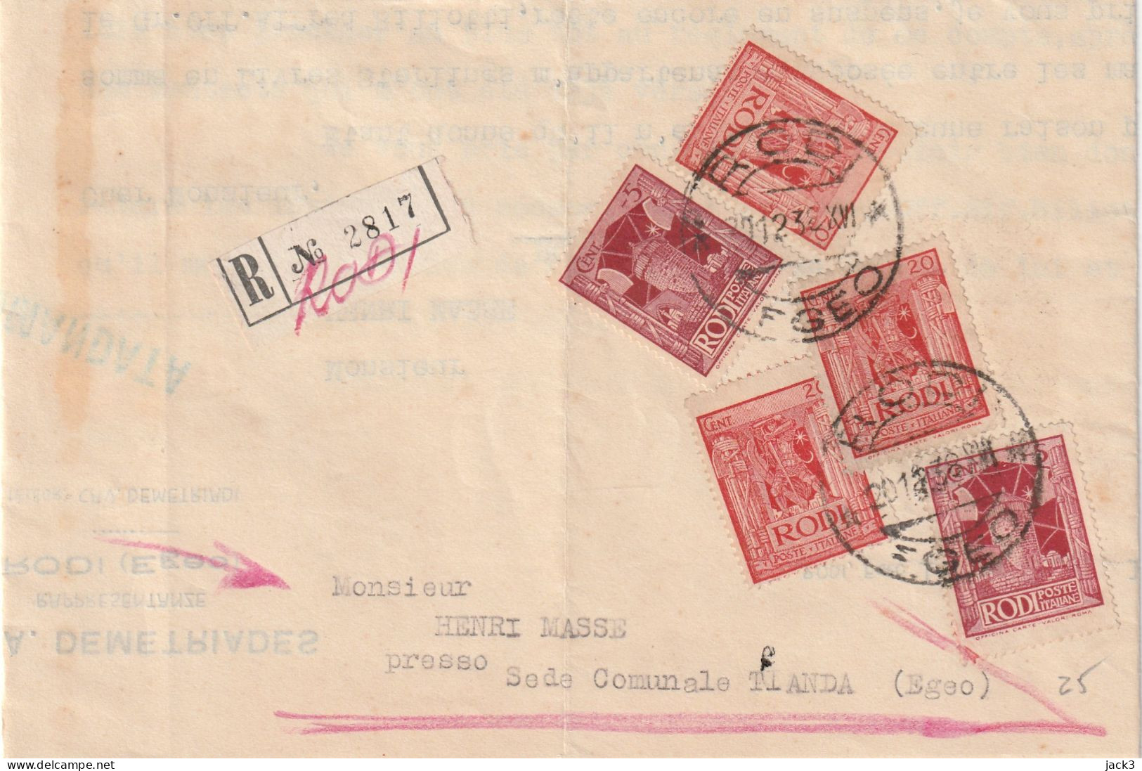 STORIA POSTALE - COLONIE - (COME DA SCANSIONE) - Egeo (Rodi)