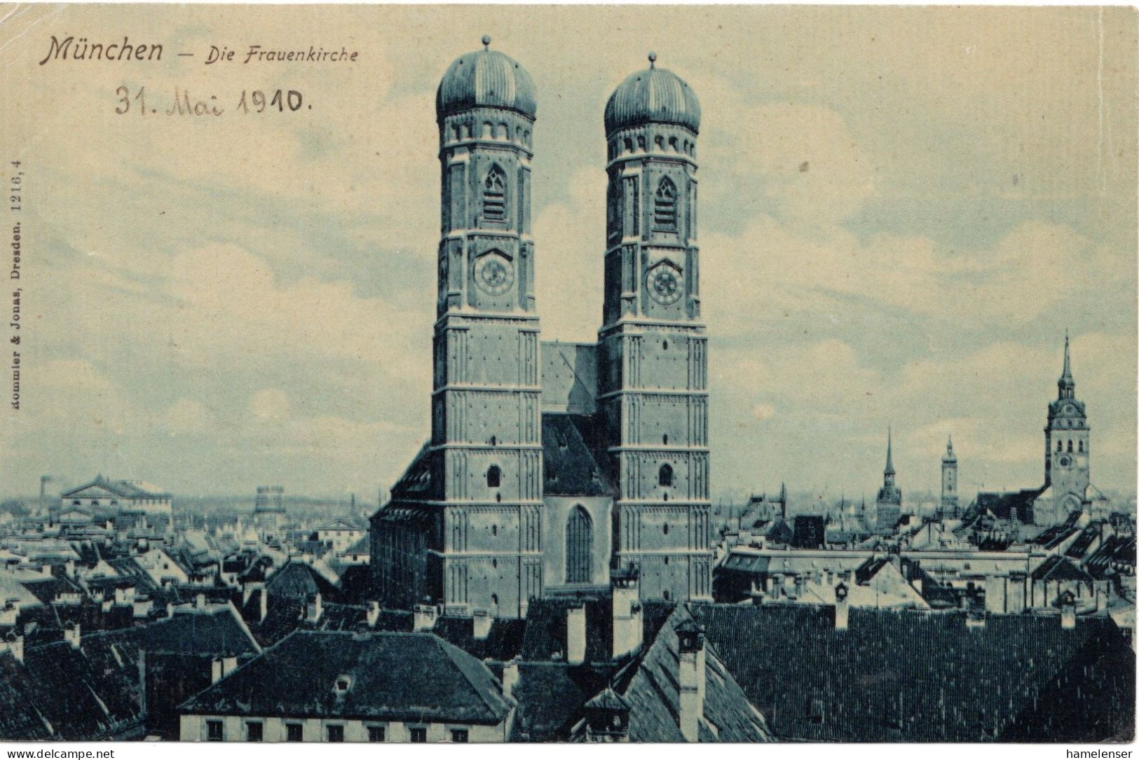 76520 - Deutsches Reich - 1910 - AnsKte "Frauenkirche", Ungebraucht, M Stpl "Hofbraeuhaus" A Adress-Seite - Muenchen