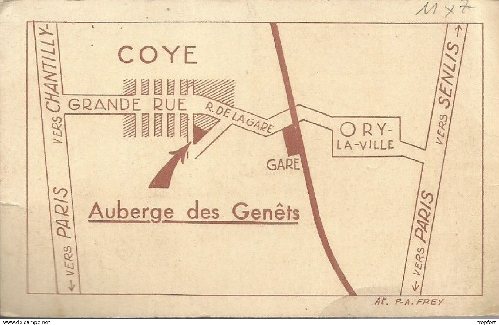 Carte De Visite  Auberge Des Genets COYE Coye La Foret OISE Rue Dela Charmée Ory La Ville - Cartes De Visite
