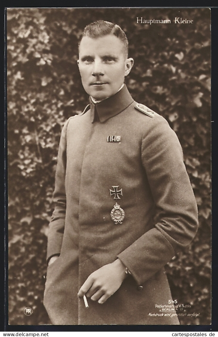 Foto-AK Sanke Nr. 545: Hauptmann Kleine, Kampfflieger  - 1914-1918: 1ère Guerre
