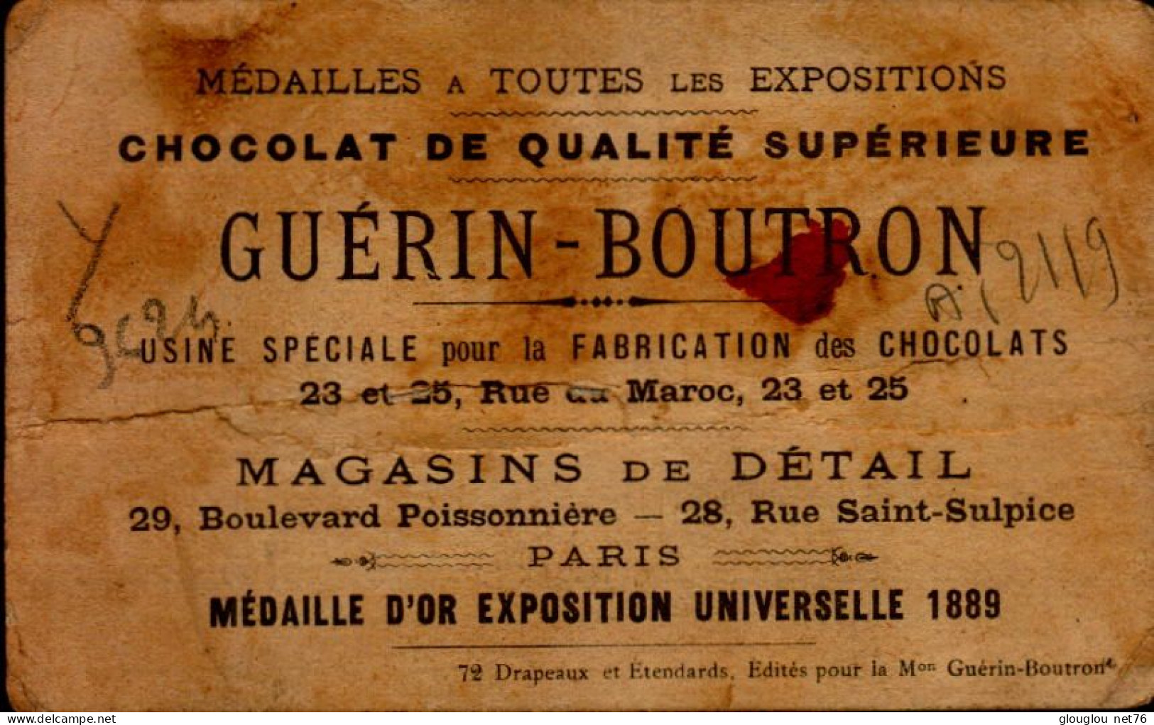 CHROMO.. CHOCOLAT GUERIN BOUTRON..drapeau De La Legion De La Haute-marne..LOUIS XVIII.... - Guérin-Boutron