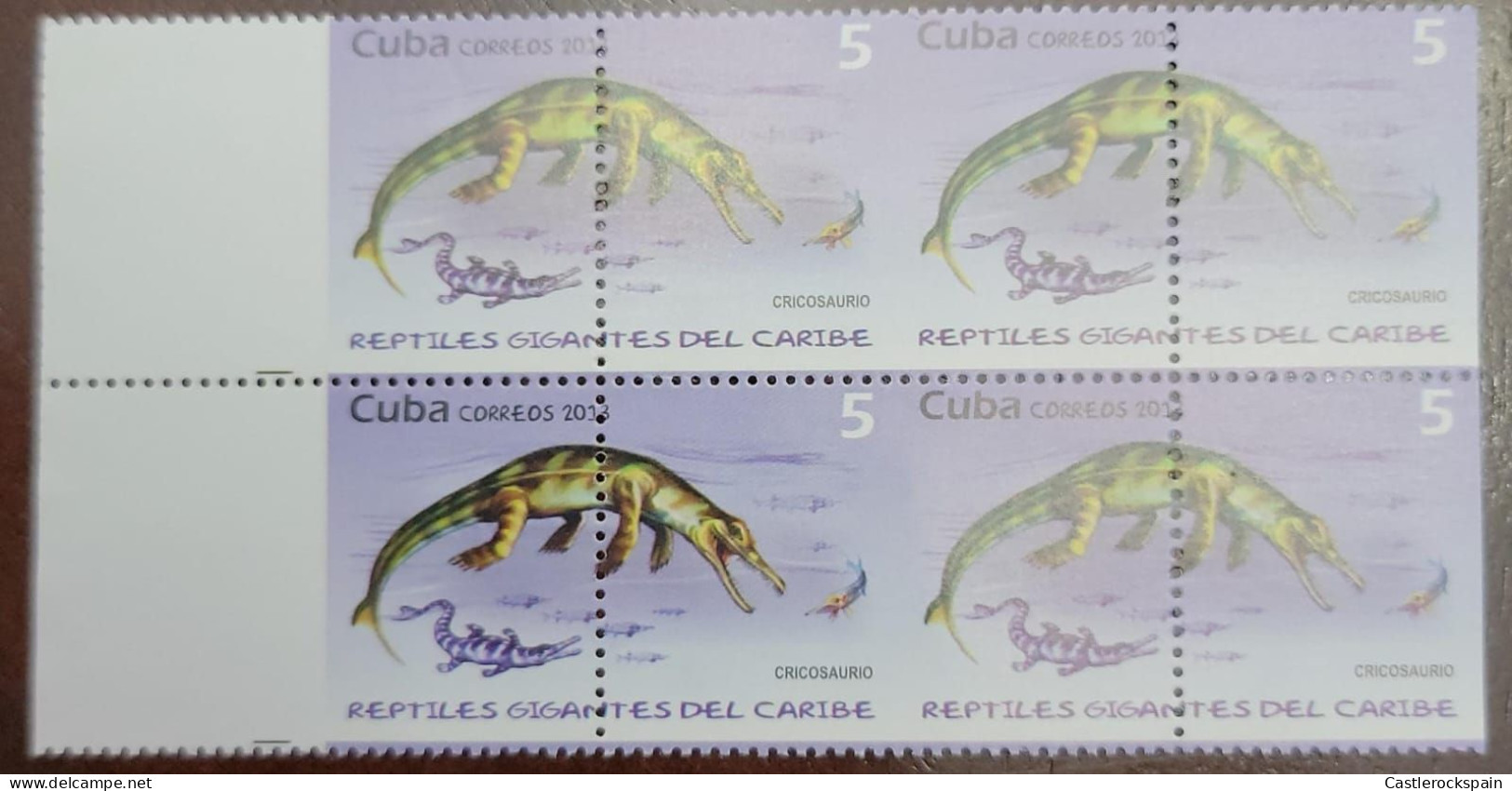 O) 2013 CUBA-CARIBE,ERRDR PERFORATION, ,PREHISTORIC ANIMAL- GIANT REPTILES  - CRICOSAURUS. MARINE CROCODILE - METHRIORYN - Sonstige & Ohne Zuordnung