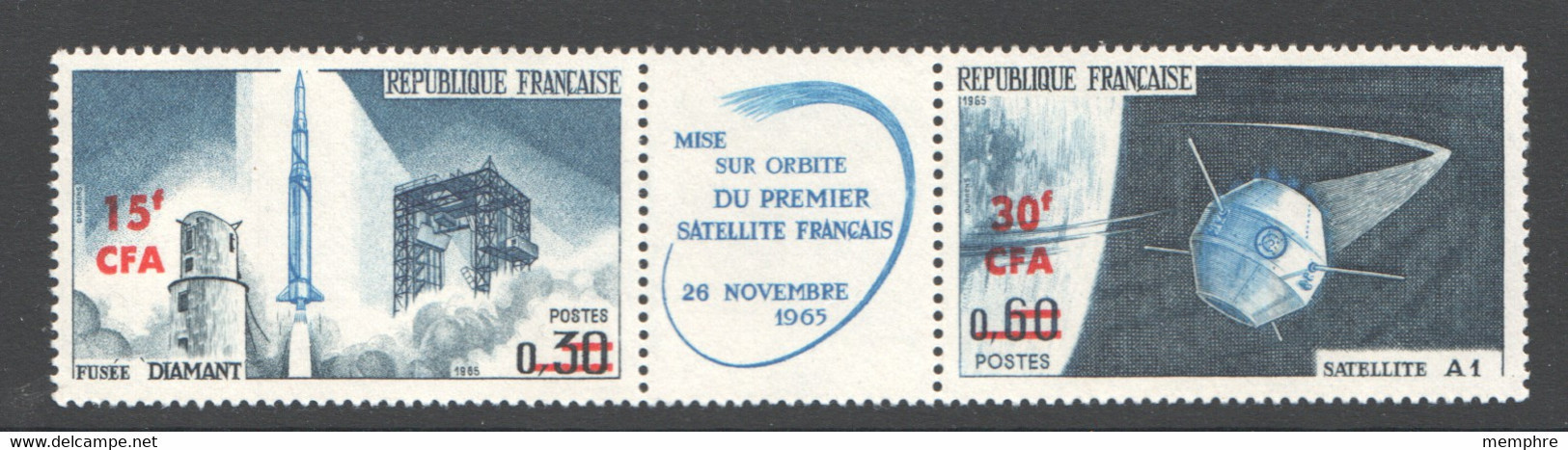 Fusée Diamant -Mise Sur Orbite Du 1er Satellite Français  PA 387A Triptyque ** - Luchtpost