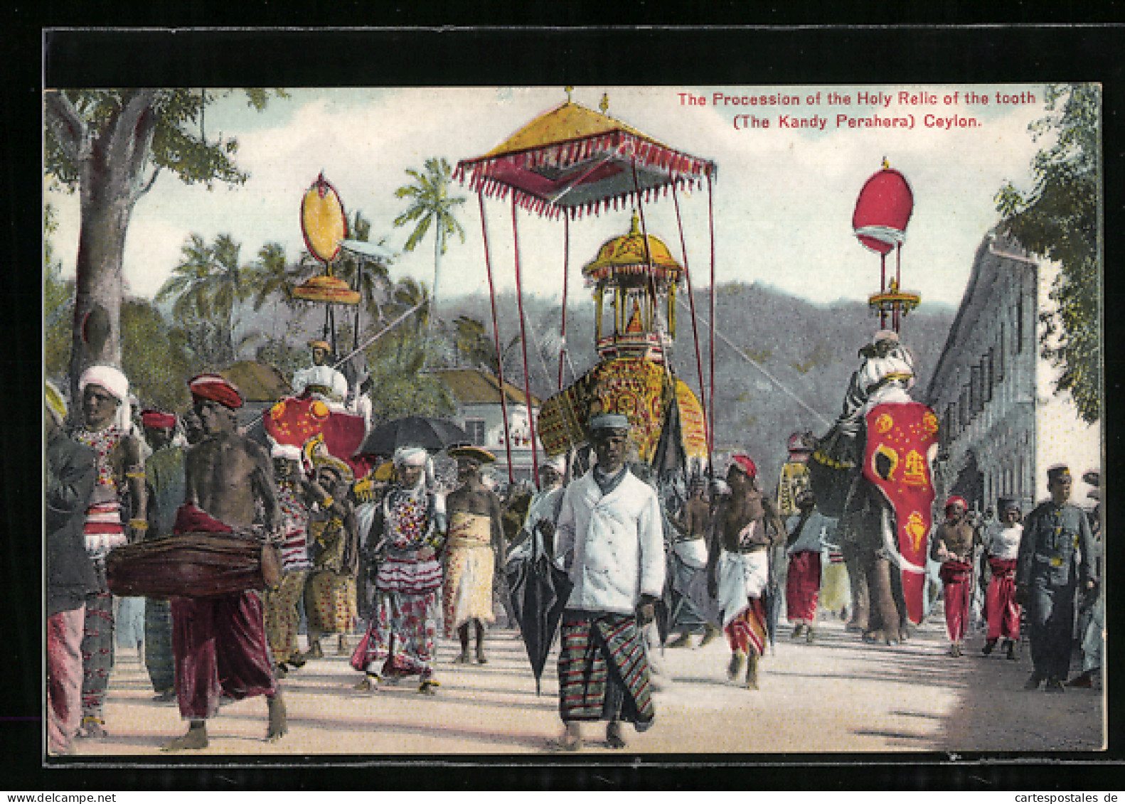 AK Ceylon, Procession Of The Holy Relic Of The Tooth, Kandy Perahera  - Elefanti