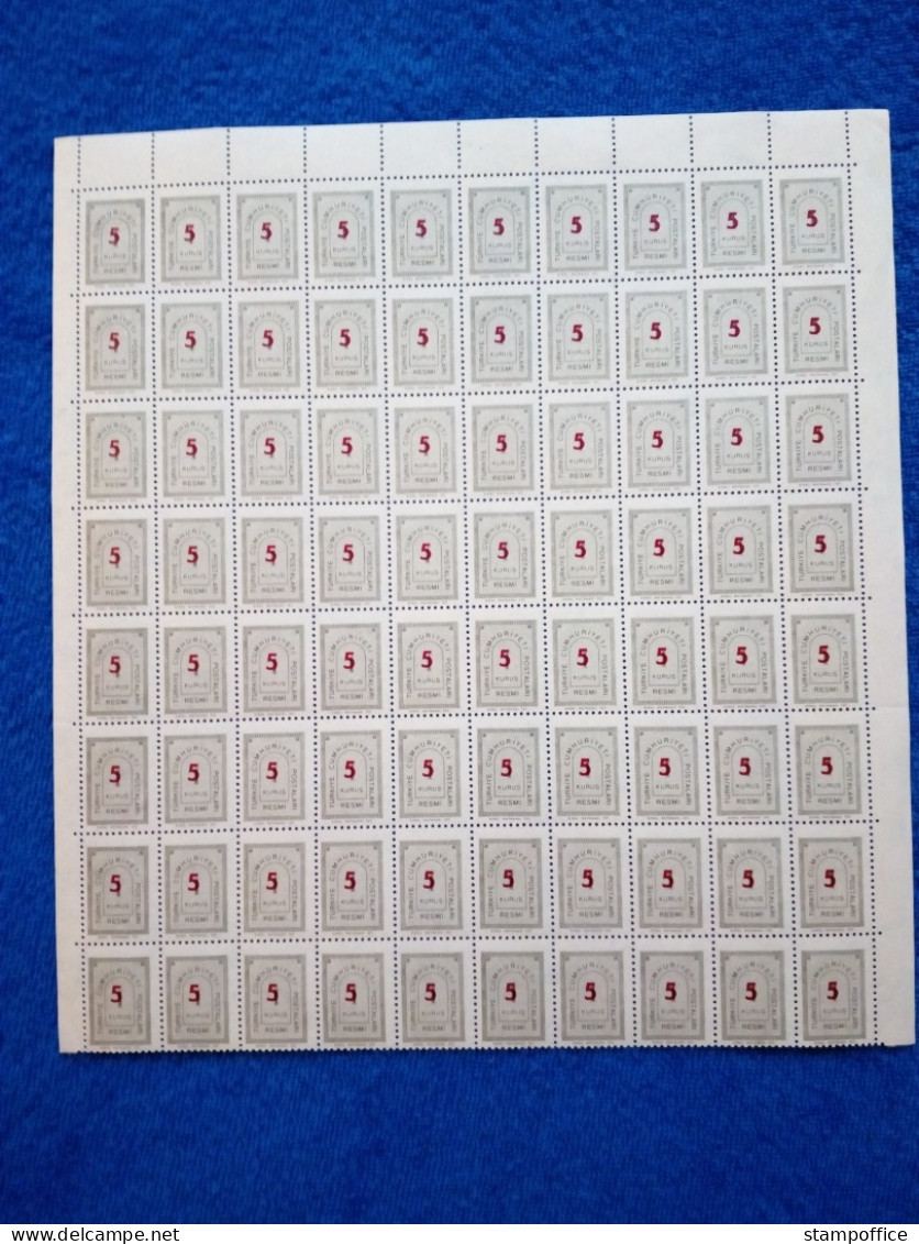 TÜRKEI DIENSTMARKEN MI-NR. 141-145 POSTFRISCH(MINT) BOGENTEIL(80) FRÜHERE AUSGABEN MIT AUFDRUCK - Official Stamps