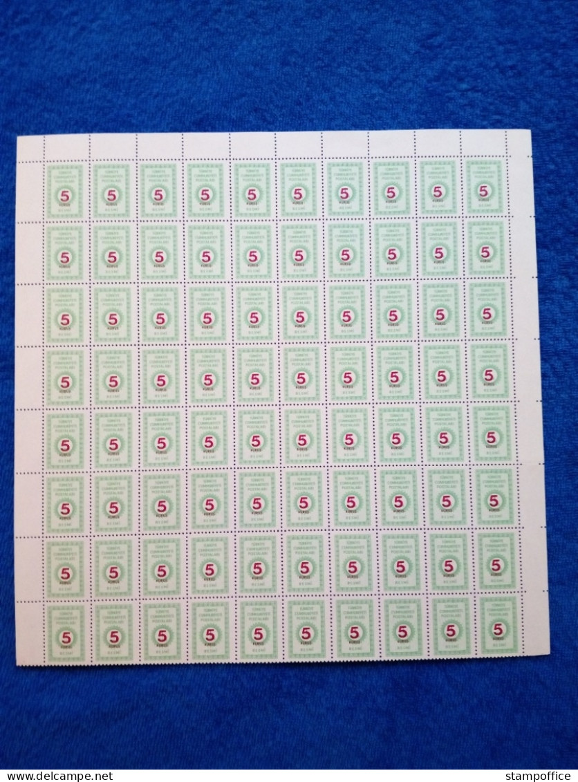 TÜRKEI DIENSTMARKEN MI-NR. 141-145 POSTFRISCH(MINT) BOGENTEIL(80) FRÜHERE AUSGABEN MIT AUFDRUCK - Timbres De Service