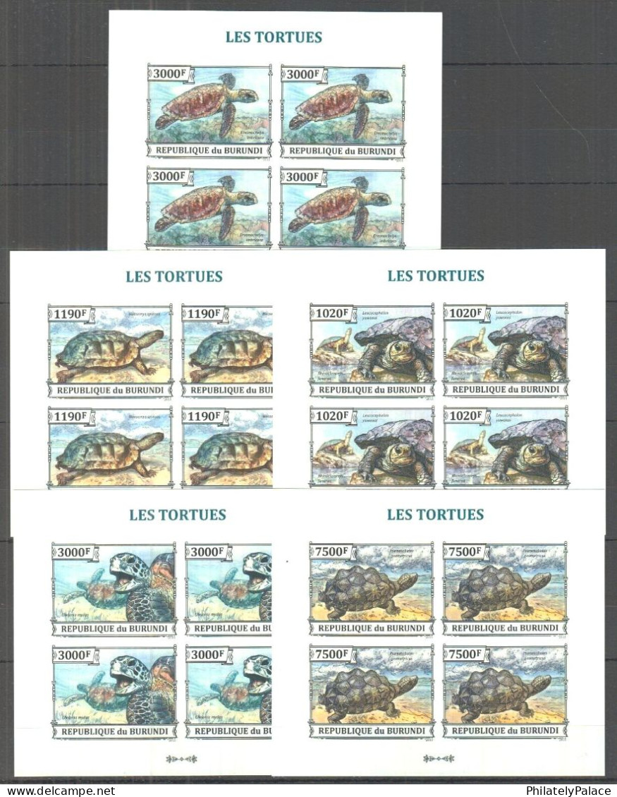 Burundi 2013 Turtles ,Marine ,Reptiles, Turtle, Tortoise, Set Of 5v, Block Sheet, Imperf 5 MS MNH (**) RARE - Nuevos