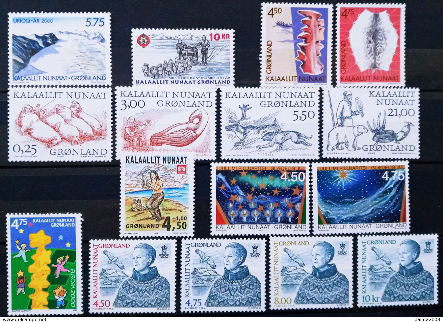 GROENLANDIA - IVERT AÑO 2000 COMPLETO NUEVOS ** - 16 SELLOS LOS DE LA FOTO - Unused Stamps