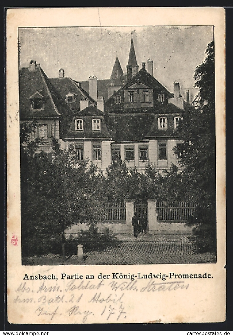 AK Ansbach / Mfr., Partie An Der König-Ludwig-Promenade  - Ansbach