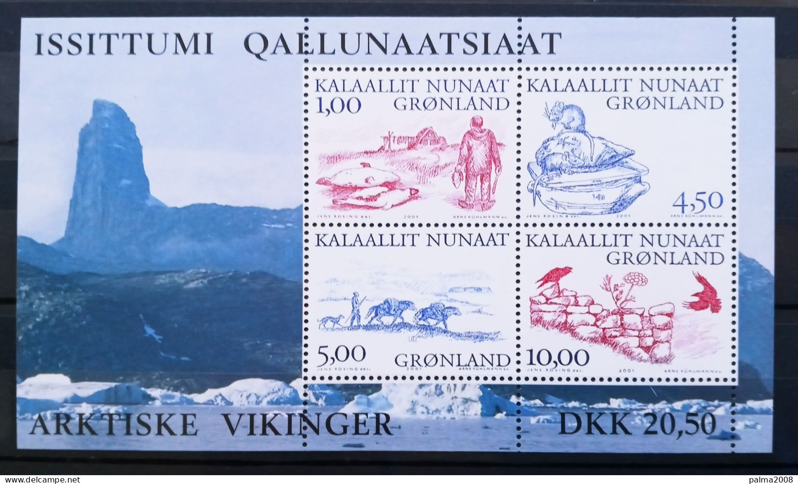 GROENLANDIA - IVERT HOJA BLOQUE Nº 20 NUEVOS ** - LOS VIKINGOS DEL ARTICO - 3ª SERIE AÑO 2001 - Unused Stamps