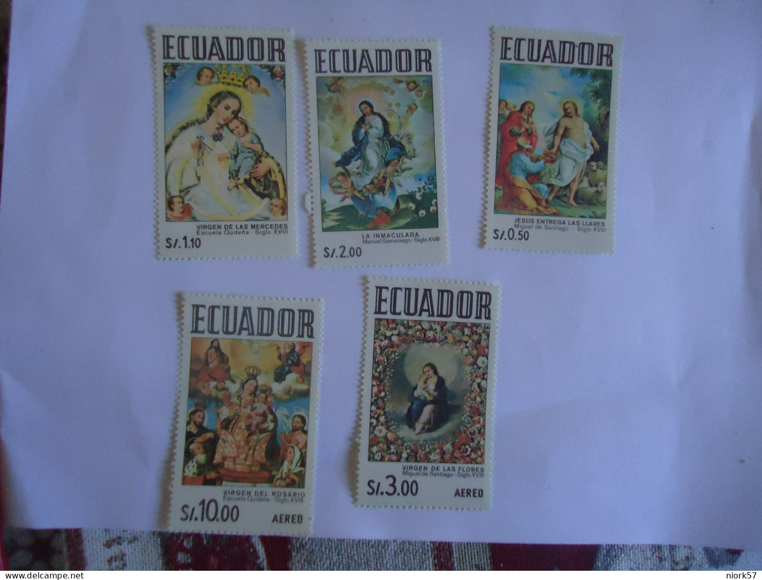 ECUADOR MLN  5 STAMPS  PAINTING   CHRISTIANITY - Ecuador