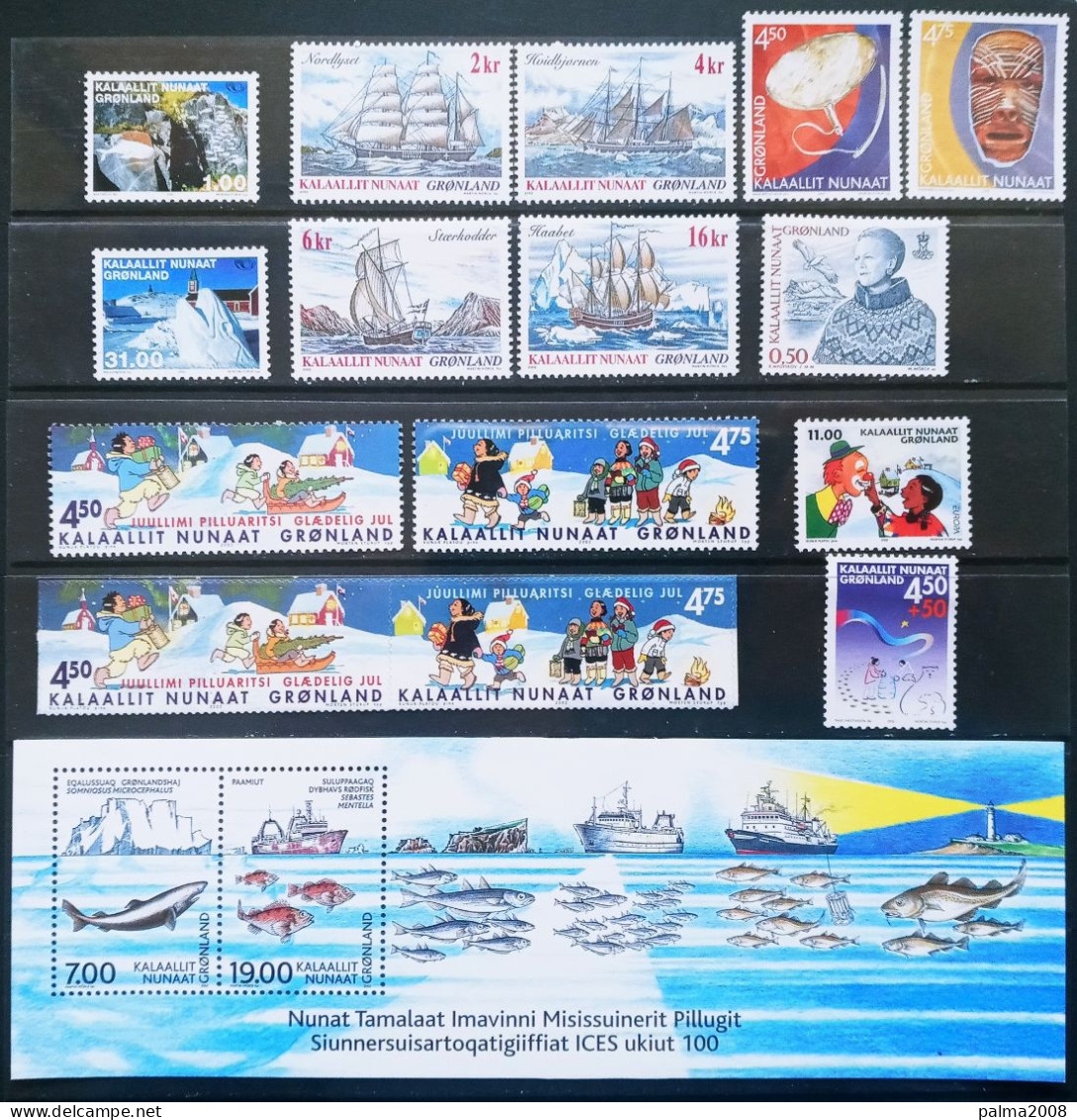 GROENLANDIA - IVERT AÑO 2002 - 15 SELLOS + 1 HOJA BLOQUE NUEVOS ** - LOS DE LA FOTO - Unused Stamps