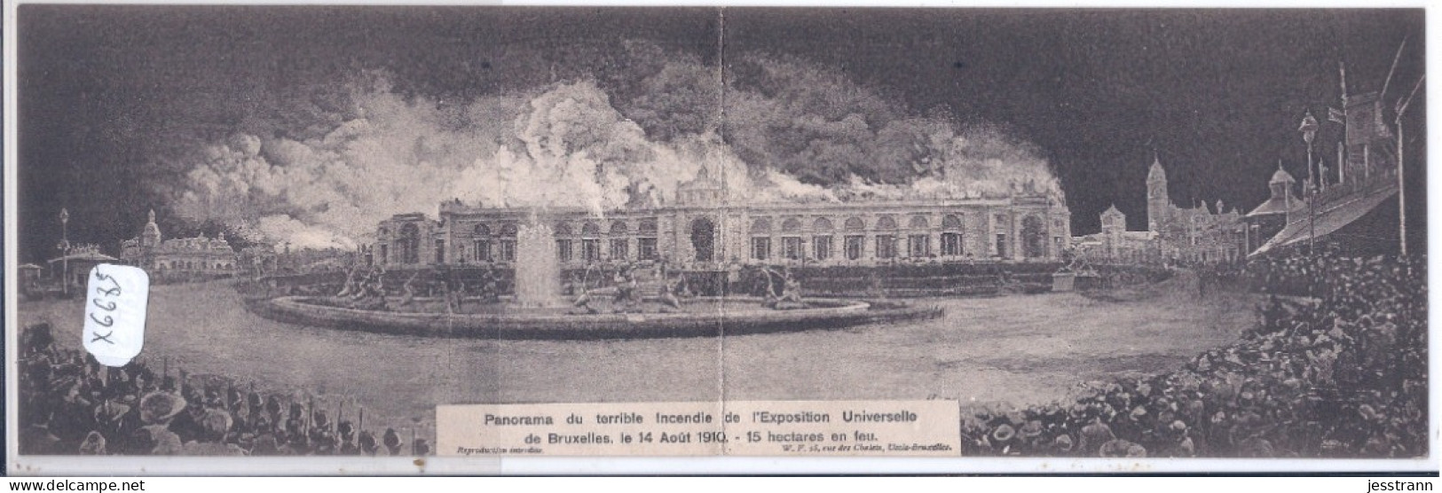 BRUXELLES- 1910- PANORAMA DU TERRIBLE INCENDIE DE L EXPOSITION UNIVERSELLE- CARTE-DOUBLE - Exposiciones Universales