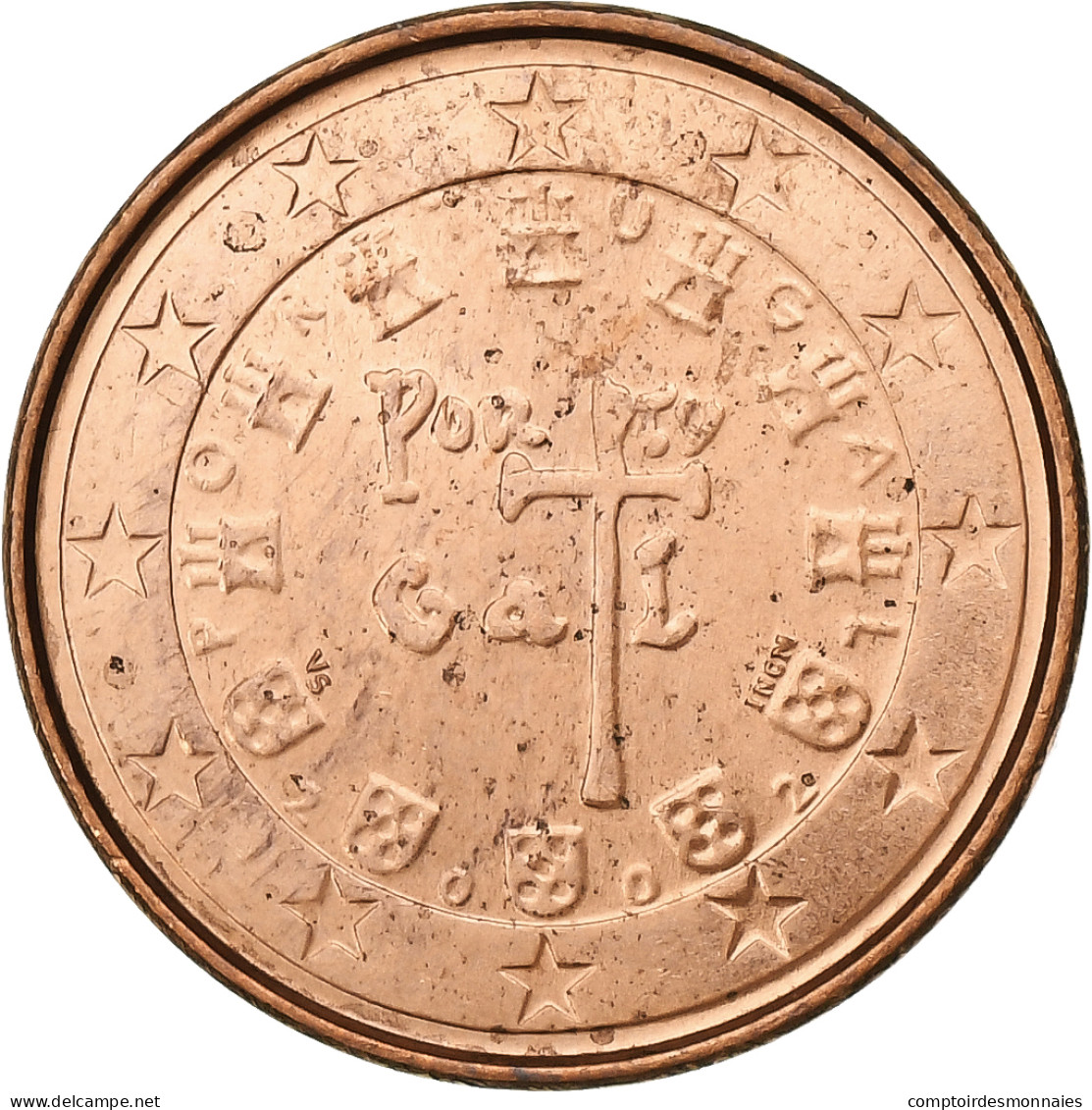 Portugal, 1 Cent, The First Royal Seal Of 1134, 2002, SUP, Cuivre Plaqué Acier - Portugal