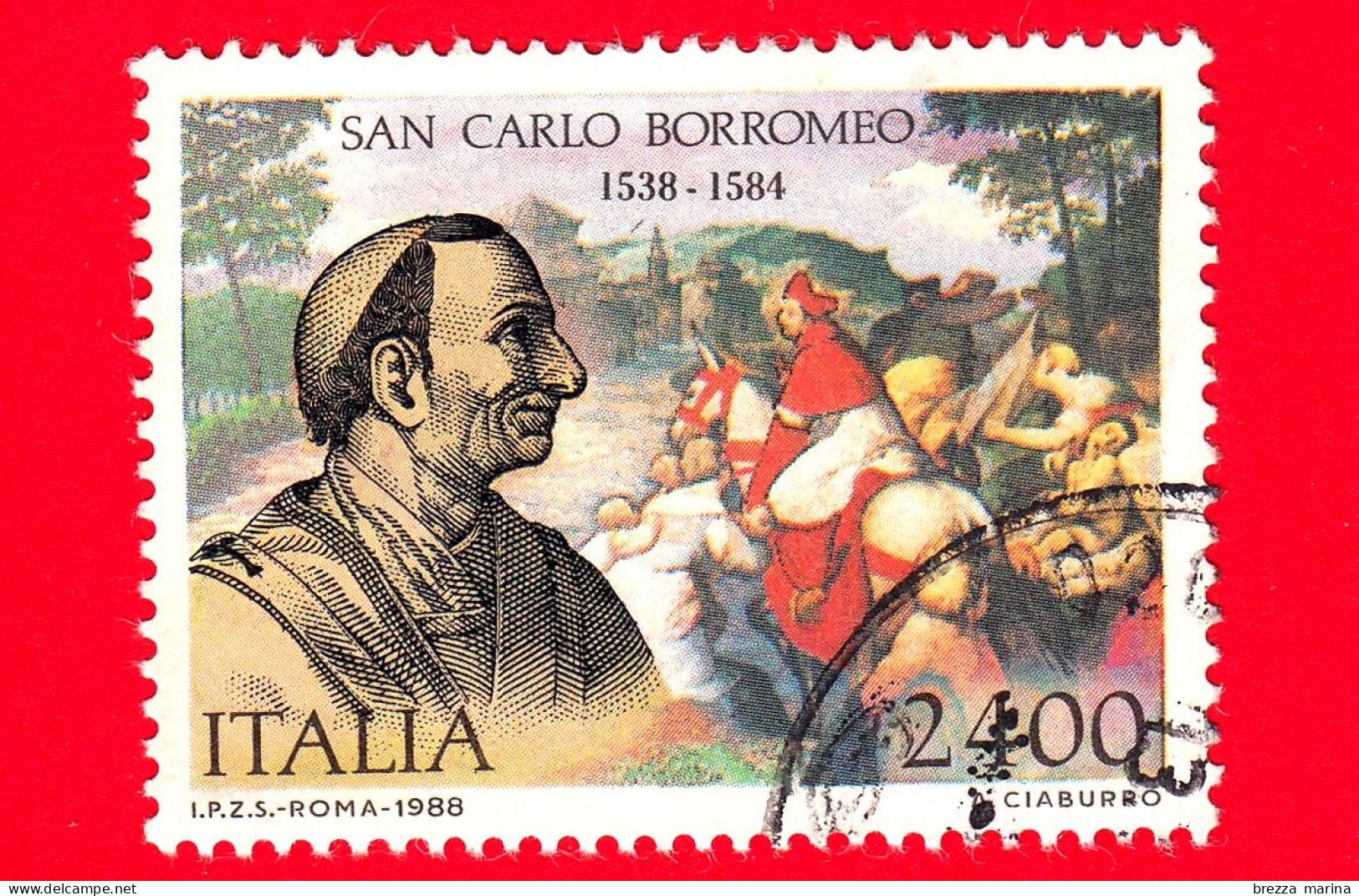 ITALIA - Usato - 1988 - 450º Anniversario Della Nascita Di San Carlo Borromeo - Ritratto - 2400 L. - 1981-90: Oblitérés