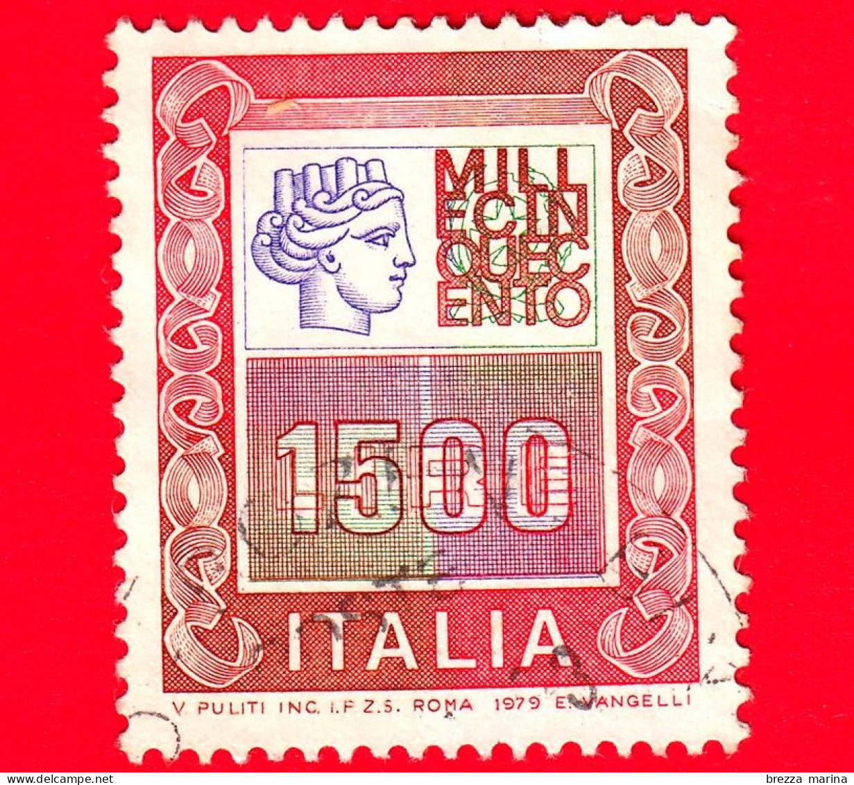 ITALIA - Usato - 1979 - Alti Valori Ordinari -  Ornamenti E Italia Turrita - 1500 L. - 1971-80: Usati