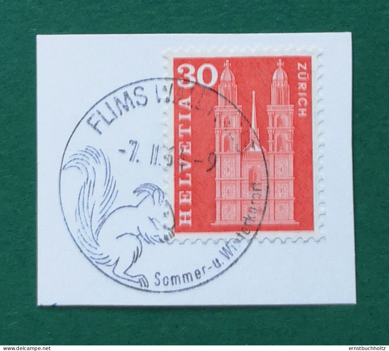 Schweiz Postkartenstück 1964 Flims SSt Eichhörnchen - Gebruikt