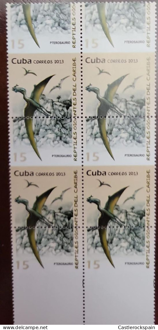 O) 2013 CUBA, ERROR PERFORATION, PTEROSAURIOS - SAUROPSIDS ARCHOSAURIAS - BIRDS MESOZOIC ERA,  BLOCK MNH - Altri & Non Classificati