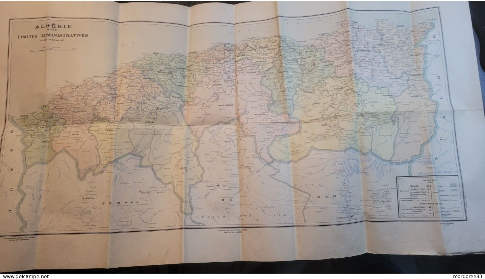 CARTE ALGERIE NORD LIMITES ADMINISTRATIVES 1957 - Carte Geographique