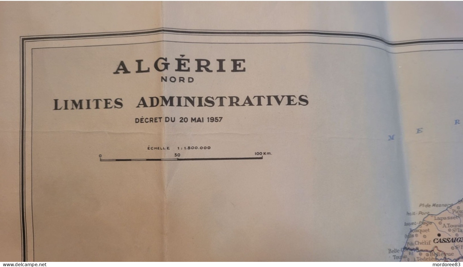 CARTE ALGERIE NORD LIMITES ADMINISTRATIVES 1957 - Carte Geographique