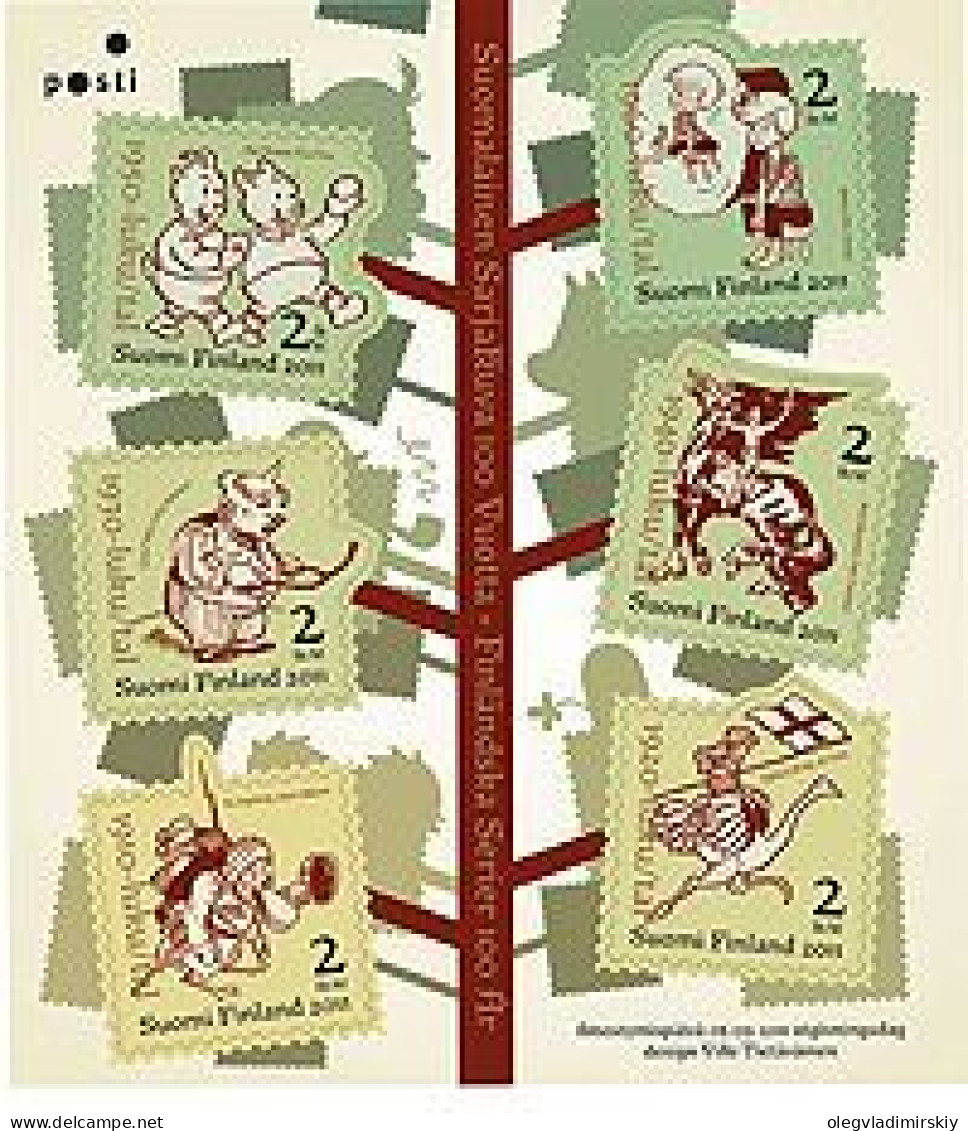 Finland Finnland Finlande 2011 100 Years Of Finnish Comics Set Of 6 Stamps In Block MNH - Blocks & Sheetlets