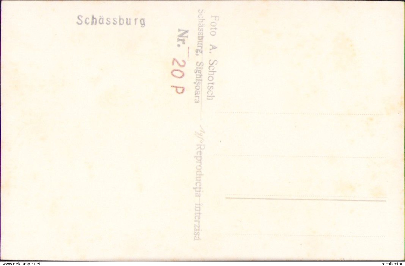 Schässburg Segesvar Sighișoara Studio Albert Schotsch Postcard CP356 - Rumania