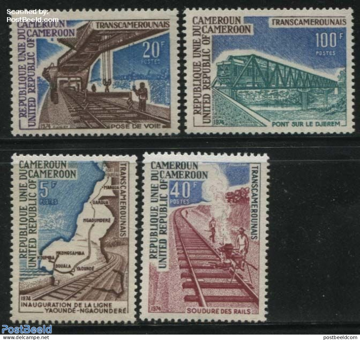 Cameroon 1974 Transcameroun Railway 4v, Mint NH, Transport - Various - Railways - Maps - Art - Bridges And Tunnels - Trains