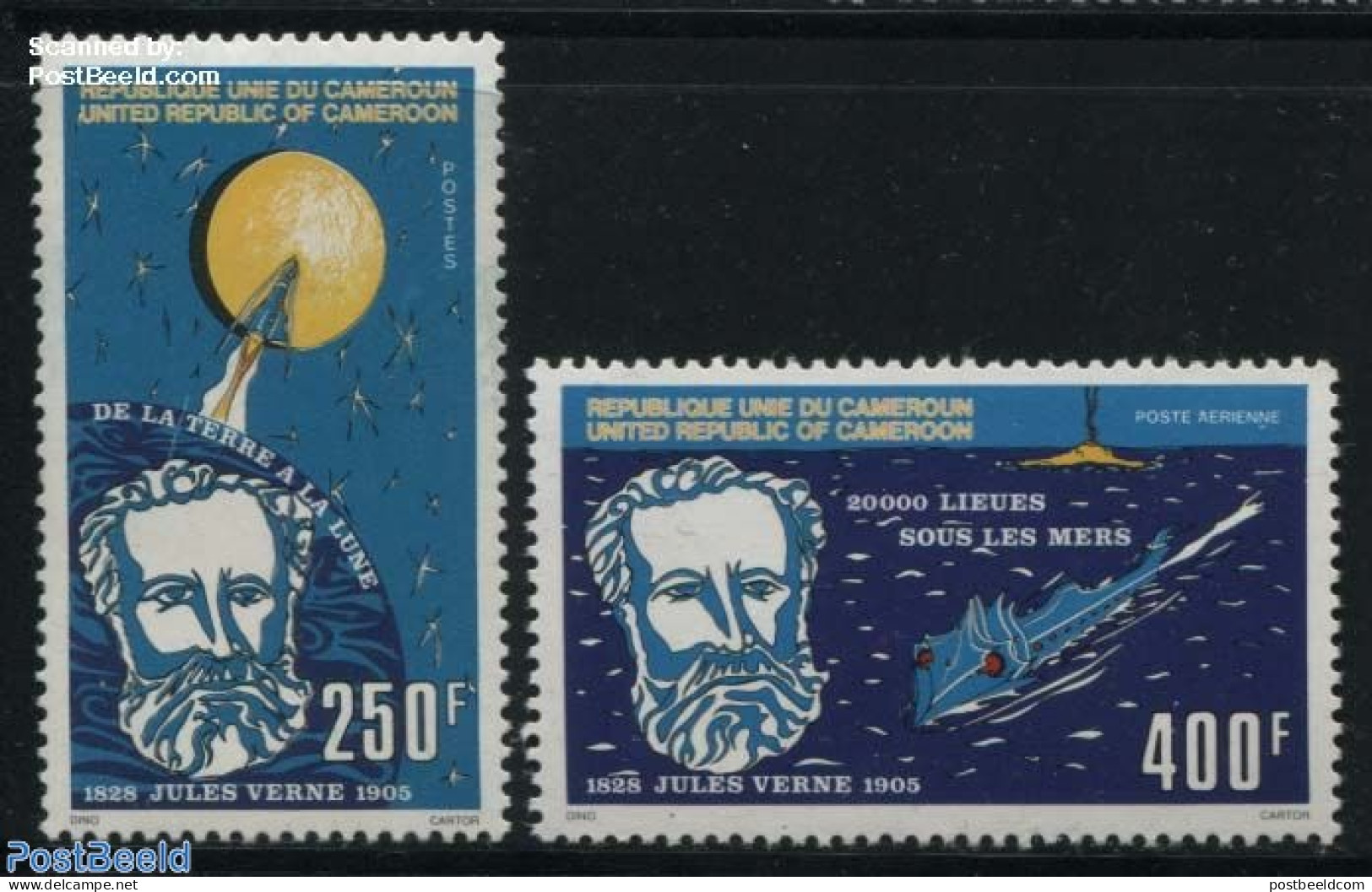 Cameroon 1978 Jules Verne 2v, Mint NH, Art - Authors - Jules Verne - Science Fiction - Writers