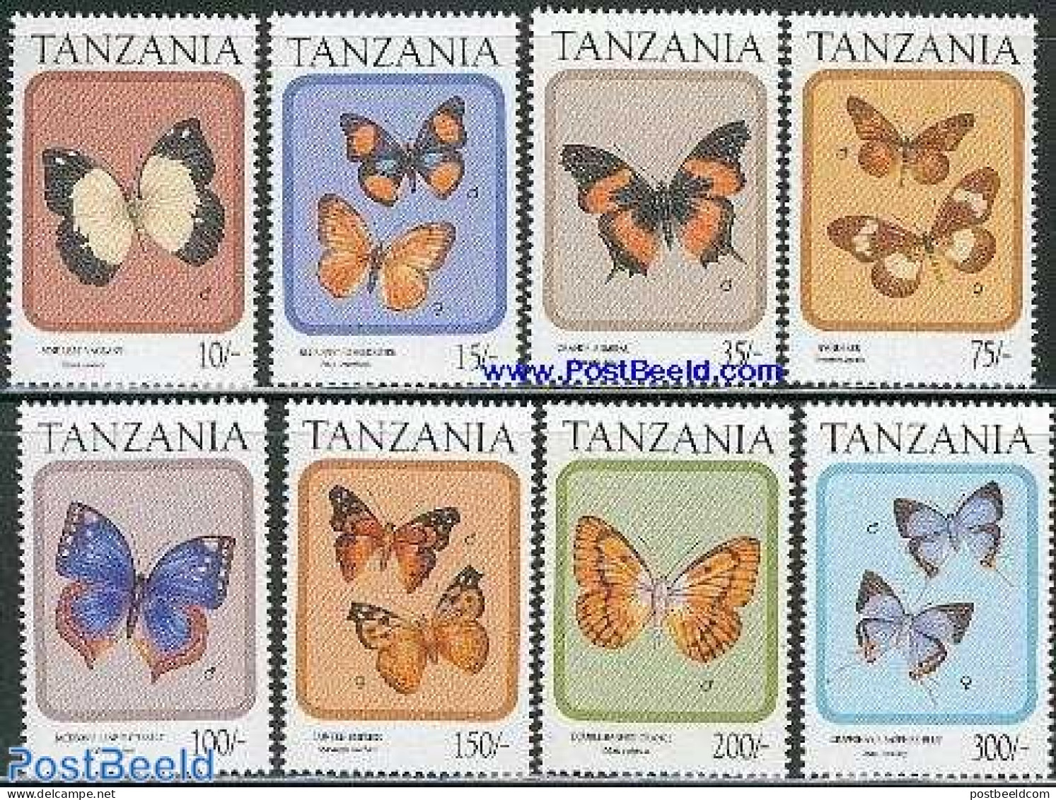 Tanzania 1991 Butterflies 8v, Mint NH, Nature - Butterflies - Tanzania (1964-...)