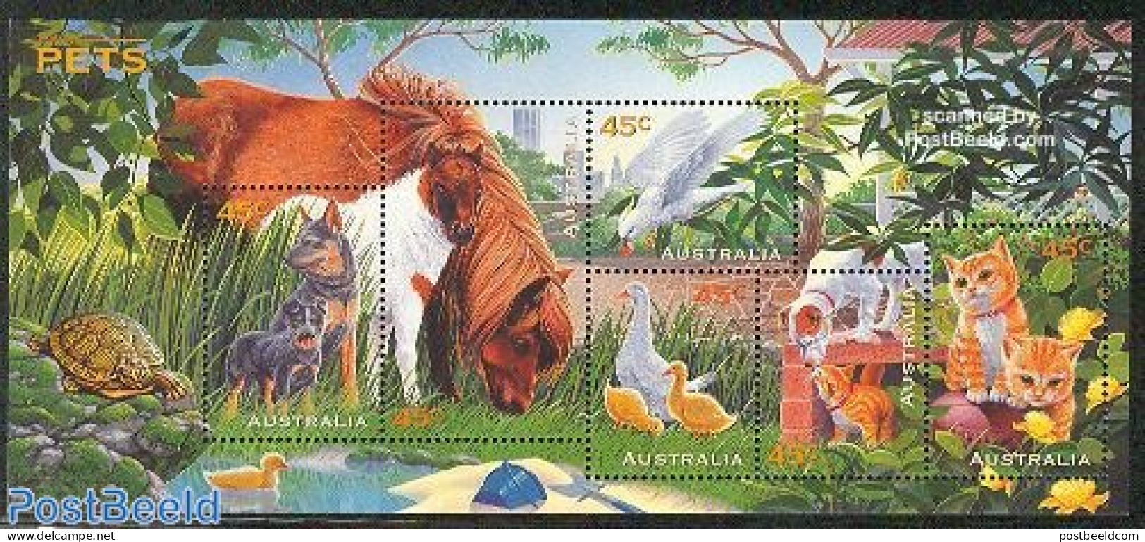 Australia 1996 Pets S/s, Mint NH, Nature - Animals (others & Mixed) - Birds - Cats - Dogs - Horses - Turtles - Neufs