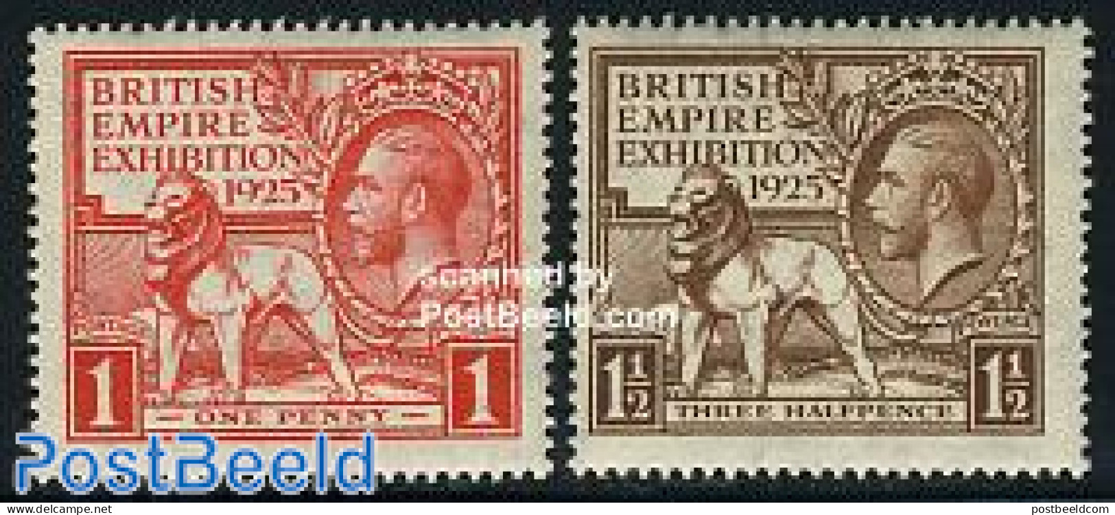 Great Britain 1925 British Empire Exp. 2v, Mint NH, Nature - Cat Family - Ongebruikt