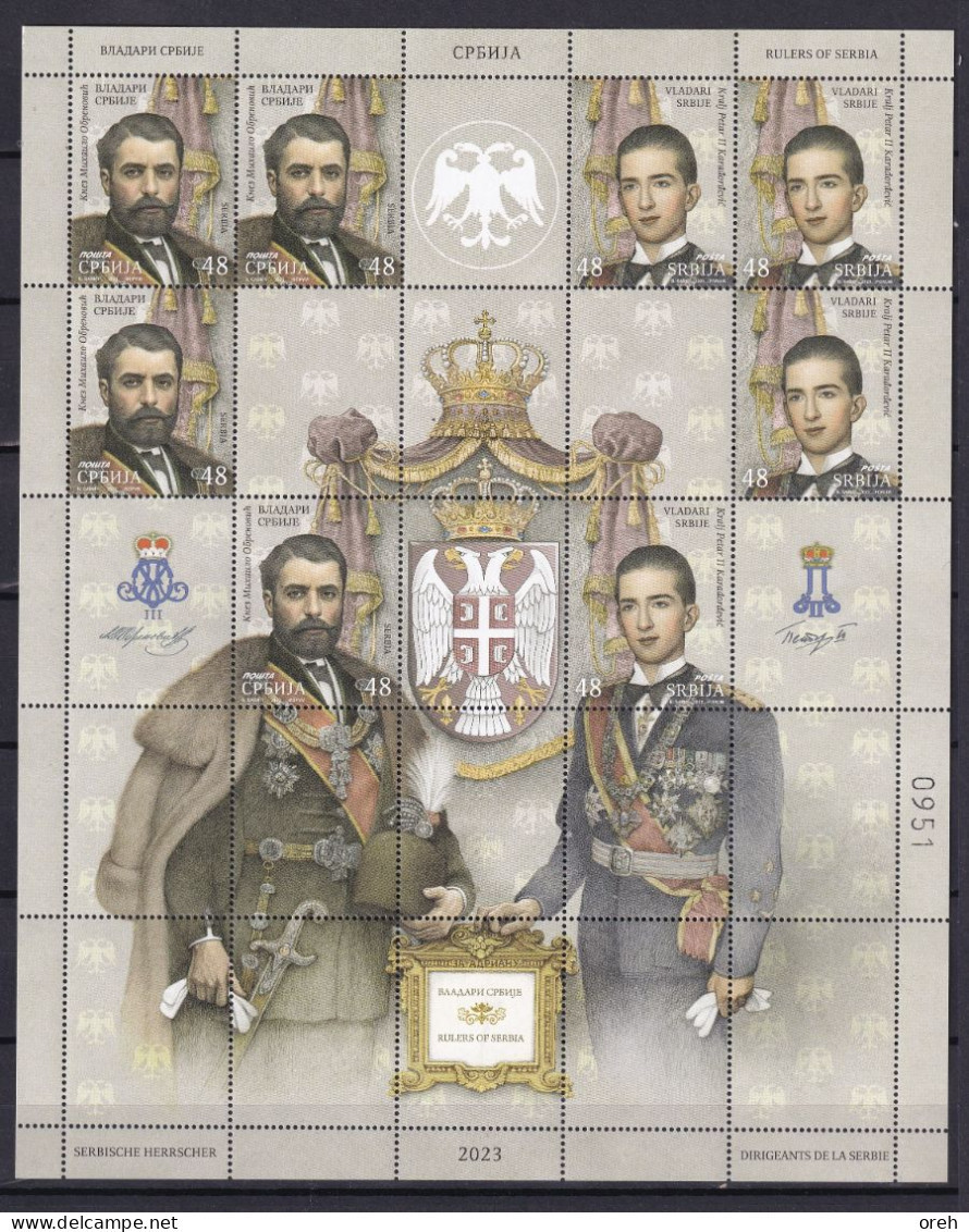 SERBIA 2023,Rulers Of Serbia Mihailo Obrenovic And Petar II Karadordevic,SHEET,MNH - Serbia