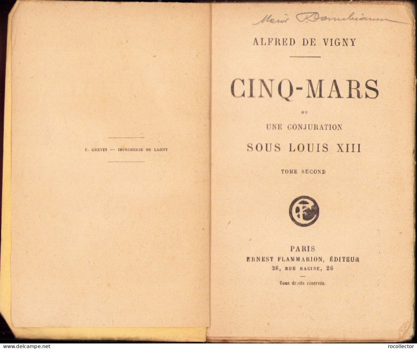 Cinq-mars Ou Une Conjuration Sous Louis XIII Par Alfred De Vigny C4319N - Alte Bücher