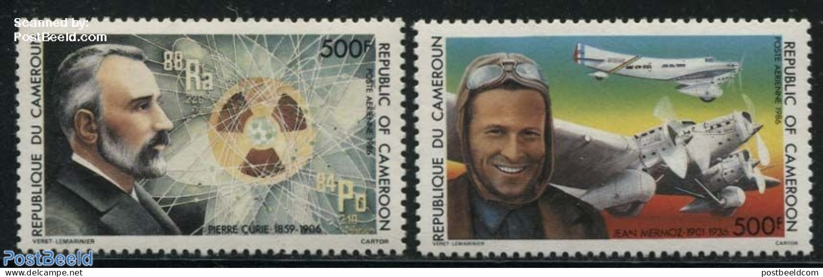 Cameroon 1986 Famous Persons 2v, Mint NH, History - Science - Transport - Nobel Prize Winners - Atom Use & Models - Ph.. - Nobel Prize Laureates