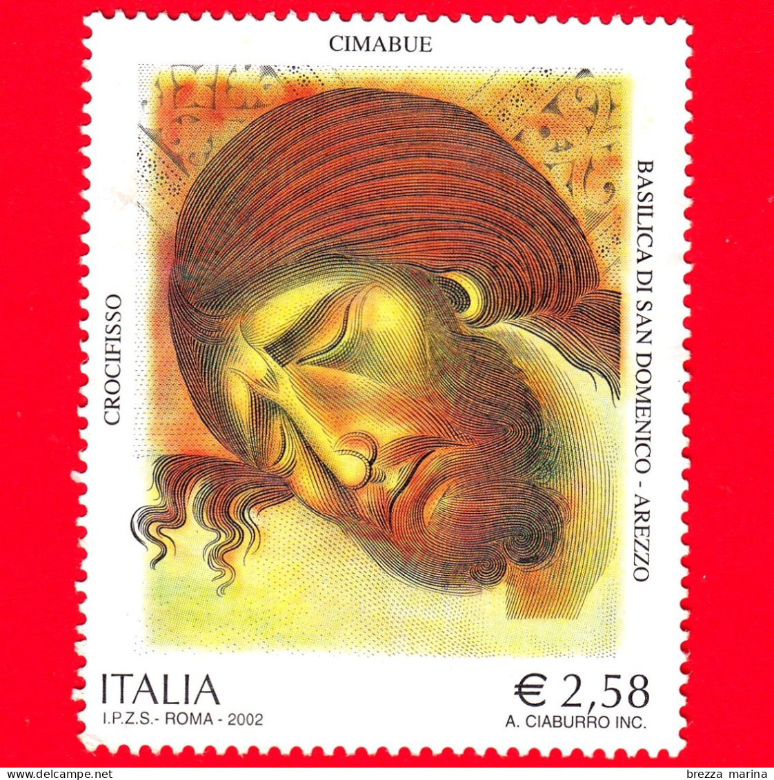 ITALIA - Usato - 2002 -  7º Centenario Della Morte Di Cimabue - Crocifisso, Opera Di Cimabue - S. Domenico, Arezzo -2,58 - 2001-10: Oblitérés