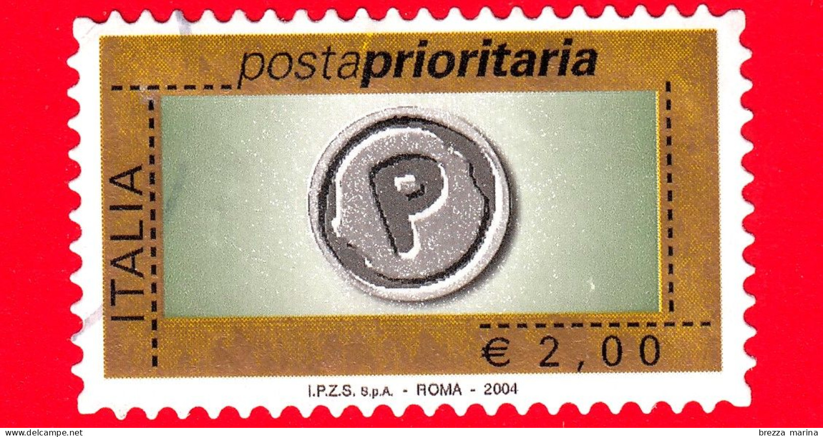 ITALIA - Usato - 2004 - Posta Prioritaria, Diciture S.p.a. - Impronta Della Lettera  P - 2,00 - 2001-10: Usati