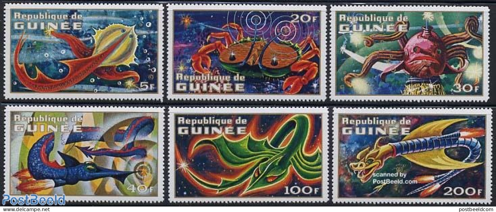 Guinea, Republic 1972 Fiction Animals 6v, Mint NH, Art - Fairytales - Science Fiction - Cuentos, Fabulas Y Leyendas