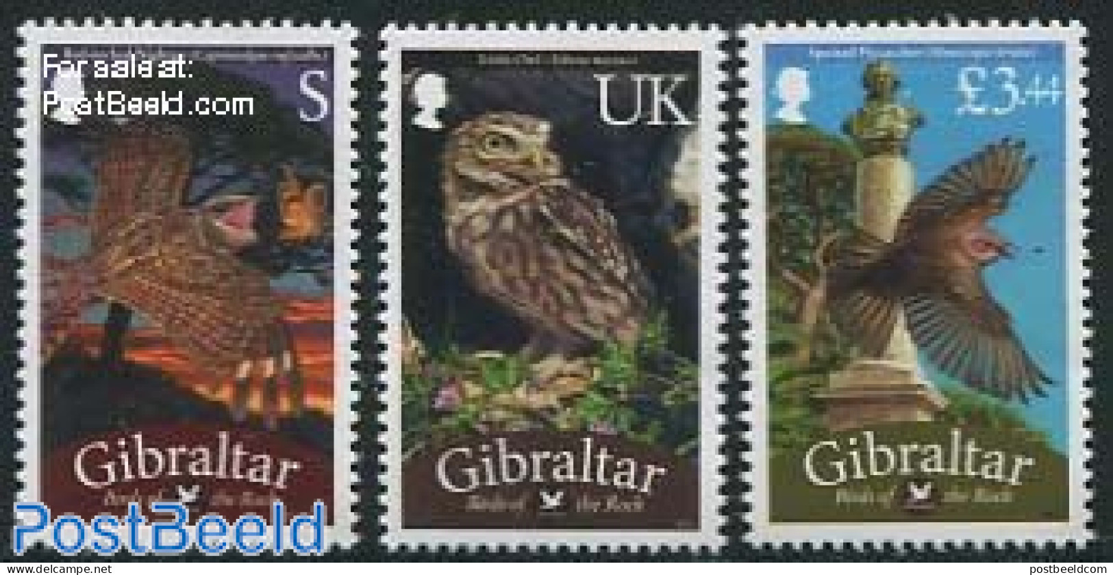 Gibraltar 2012 Definitives, Birds 3v, Mint NH, Nature - Birds - Birds Of Prey - Owls - Gibraltar