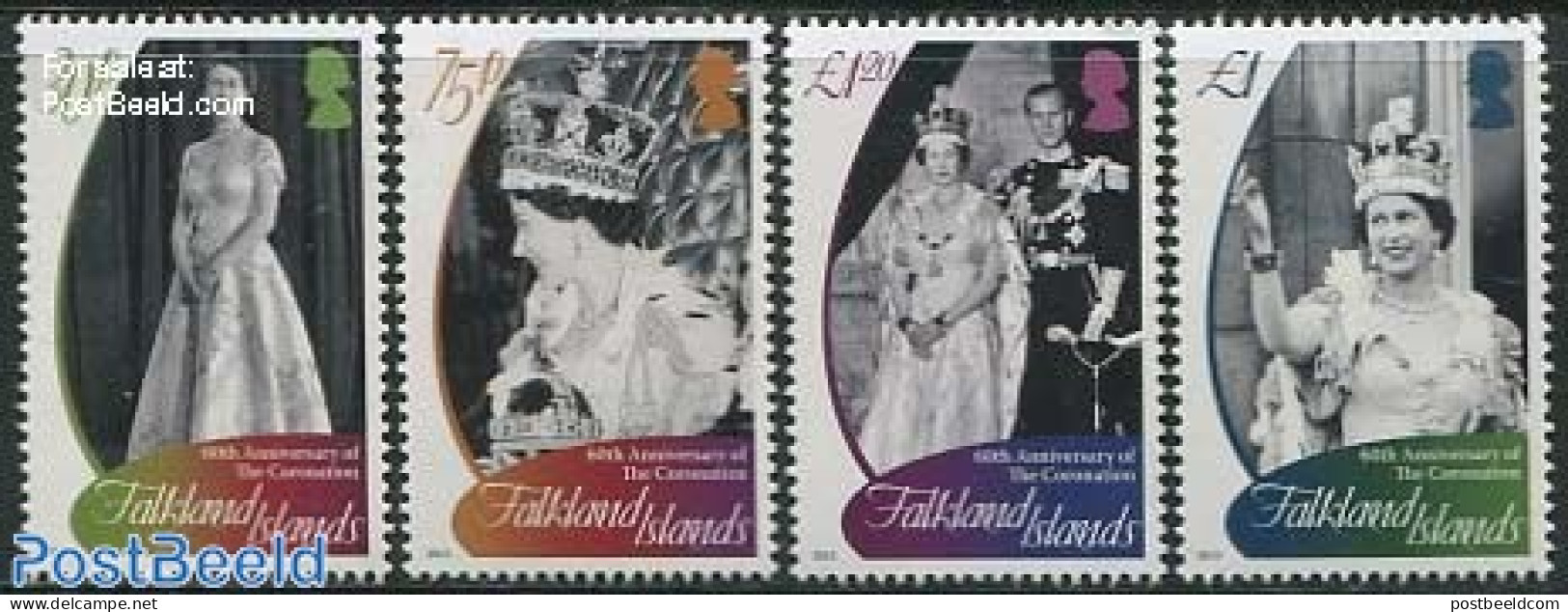 Falkland Islands 2013 Diamond Anniversary Of Coronation 4v, Mint NH, History - Kings & Queens (Royalty) - Familles Royales