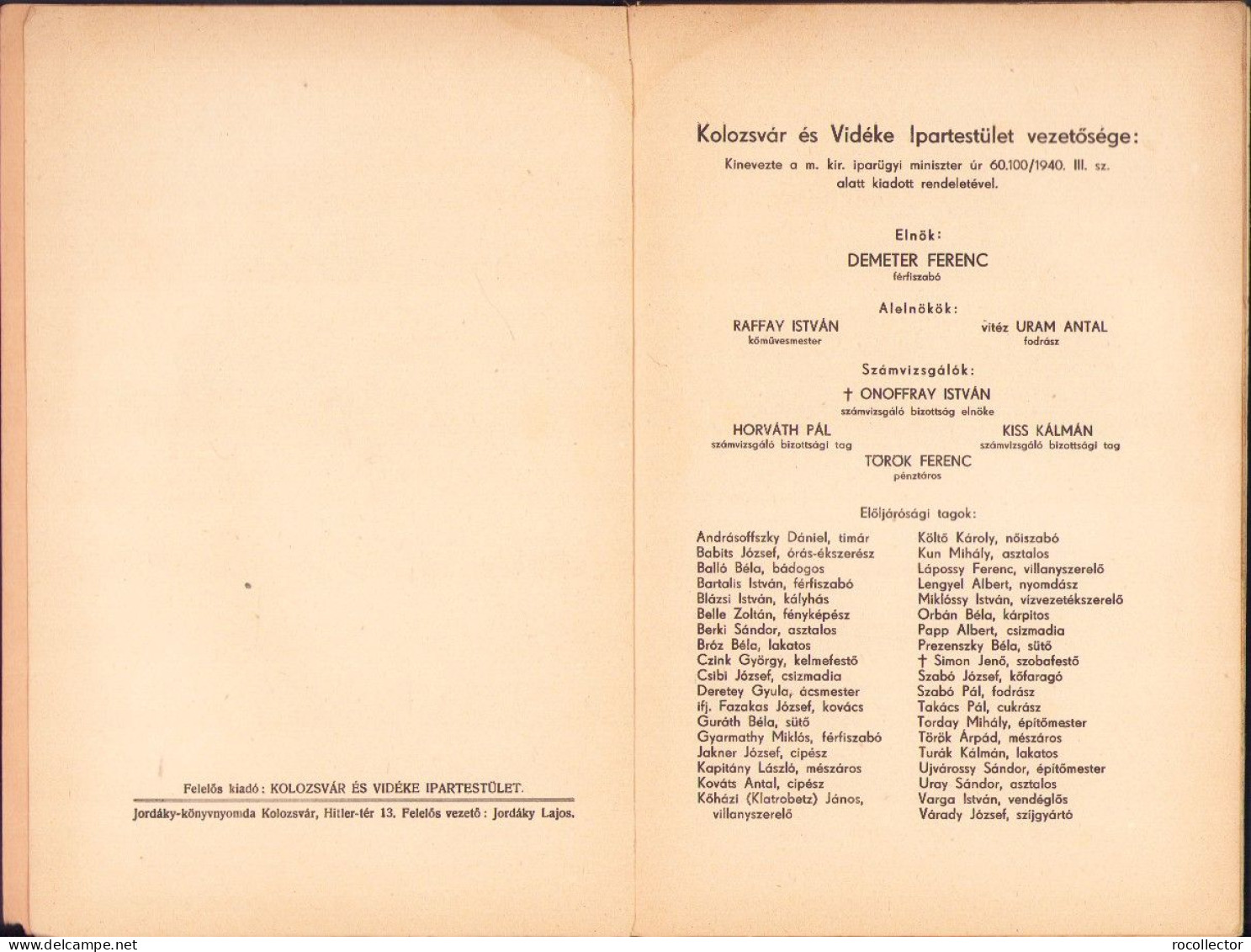 Kolozsvár és Vidéke Ipartestület 1941 évi Jelentés, 1942 722SPN - Old Books
