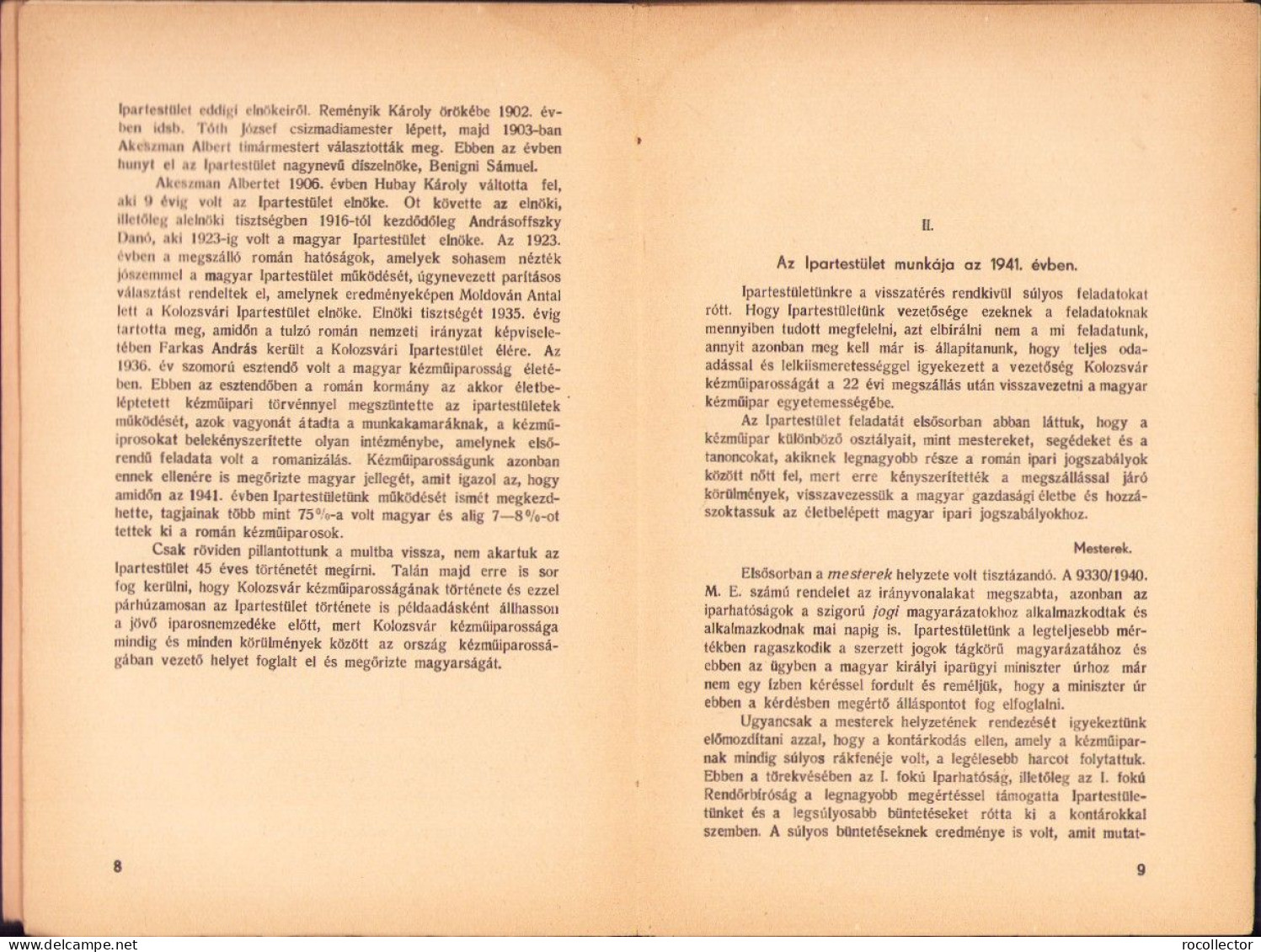 Kolozsvár és Vidéke Ipartestület 1941 évi Jelentés, 1942 722SPN - Old Books