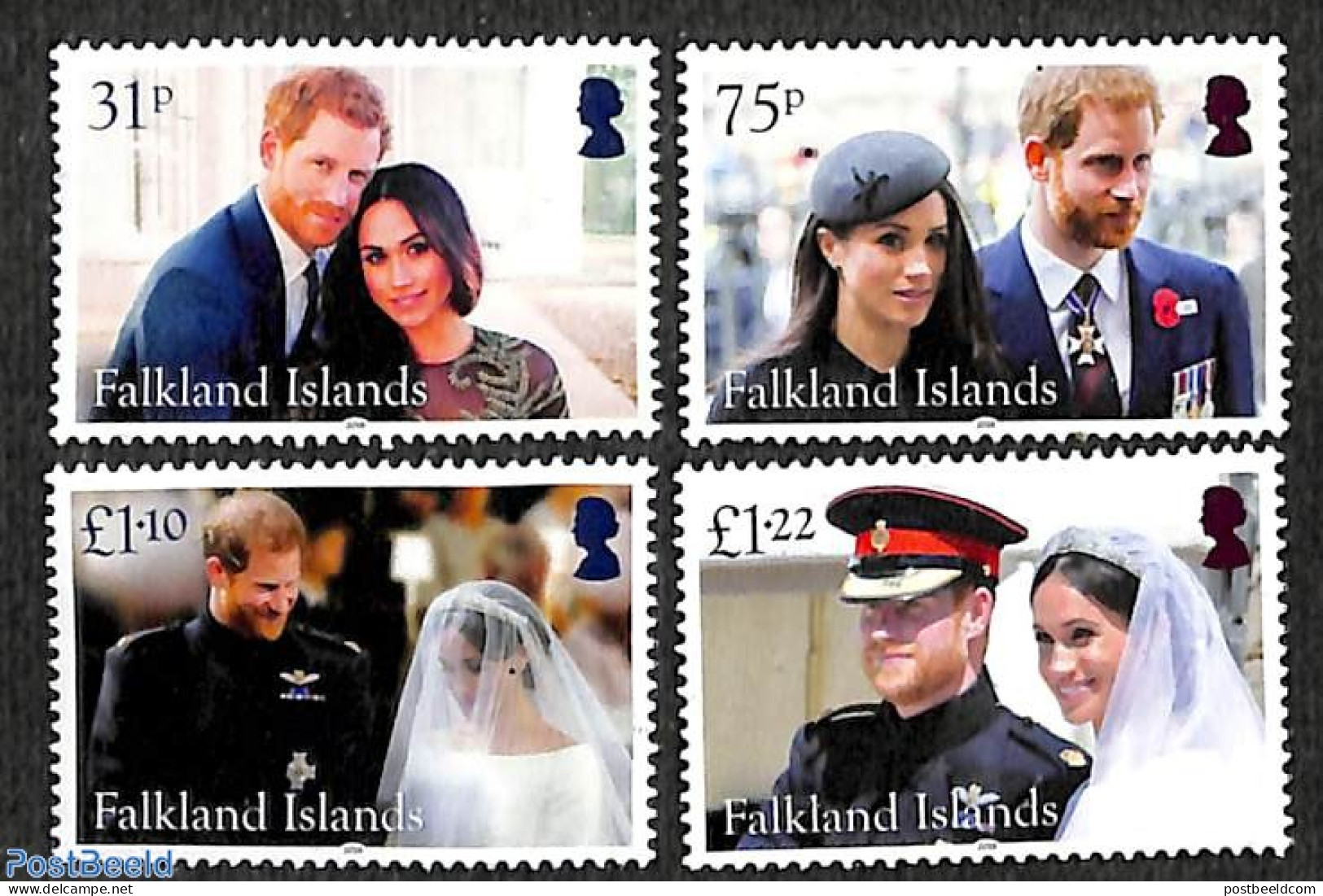 Falkland Islands 2018 Prince Harry And Meghan Markle Wedding 4v, Mint NH, History - Kings & Queens (Royalty) - Familles Royales