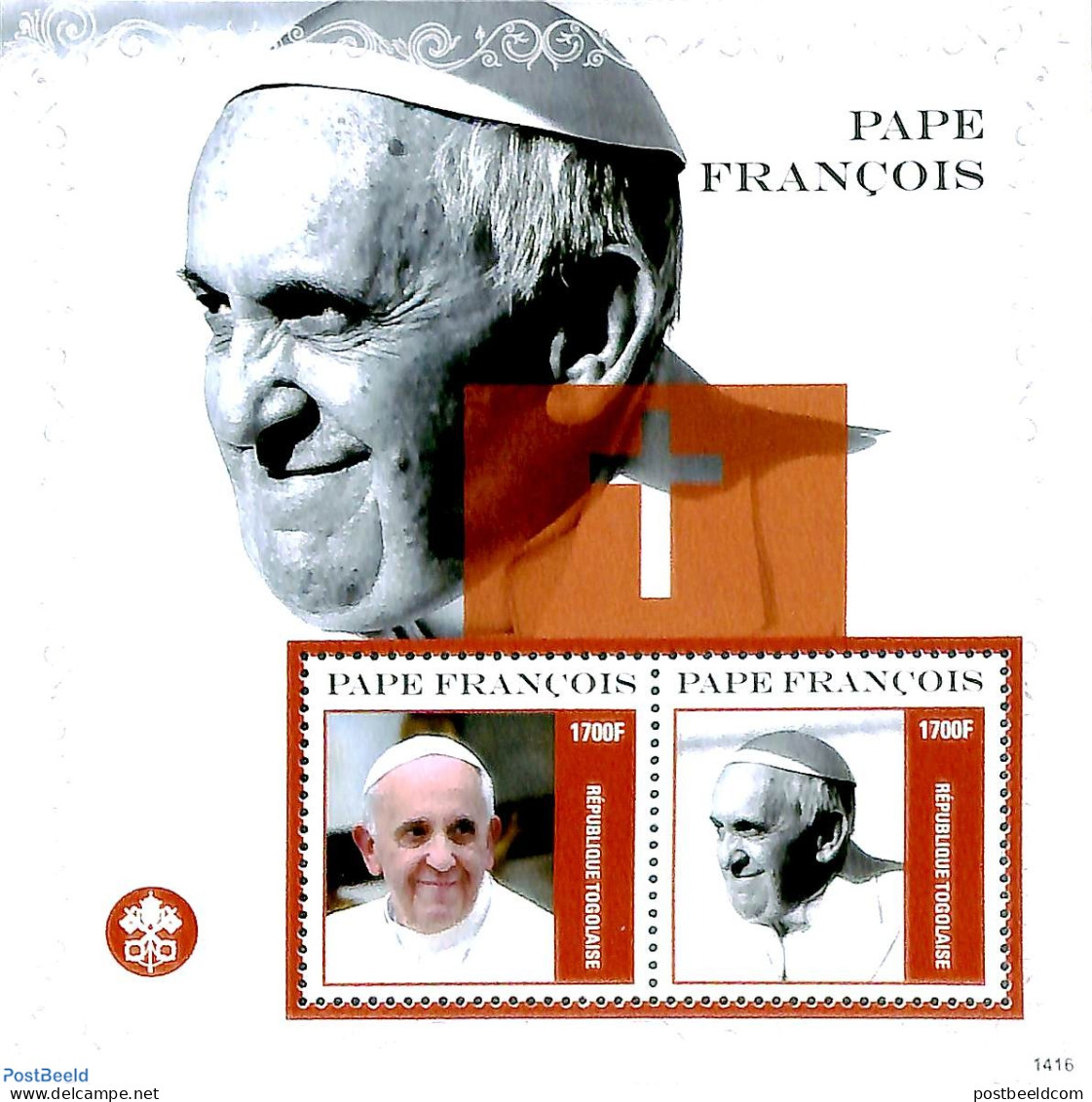 Togo 2014 Pope Francis S/s, Mint NH, Religion - Pope - Religion - Popes