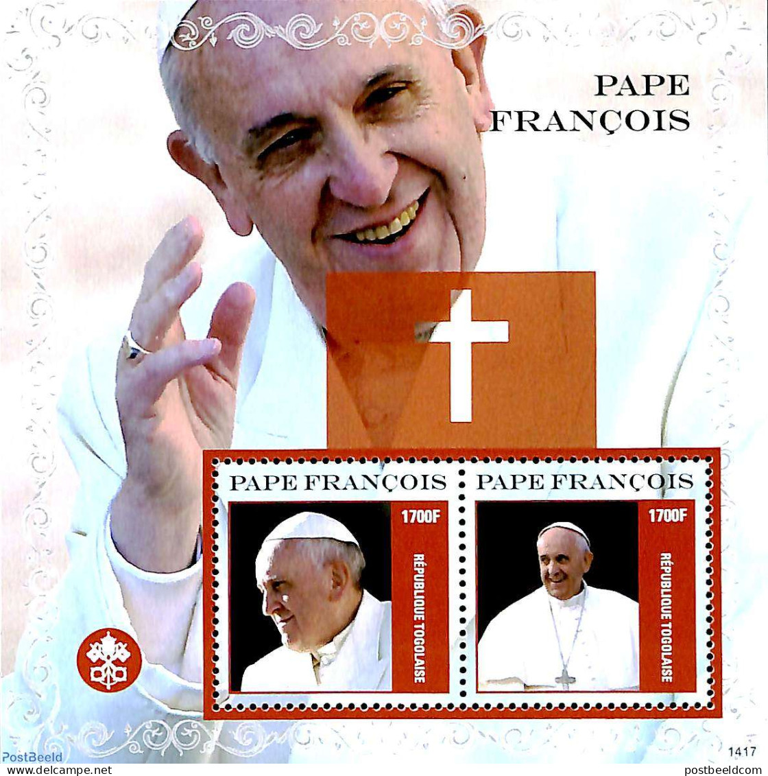 Togo 2014 Pope Francis S/s, Mint NH, Religion - Pope - Religion - Popes