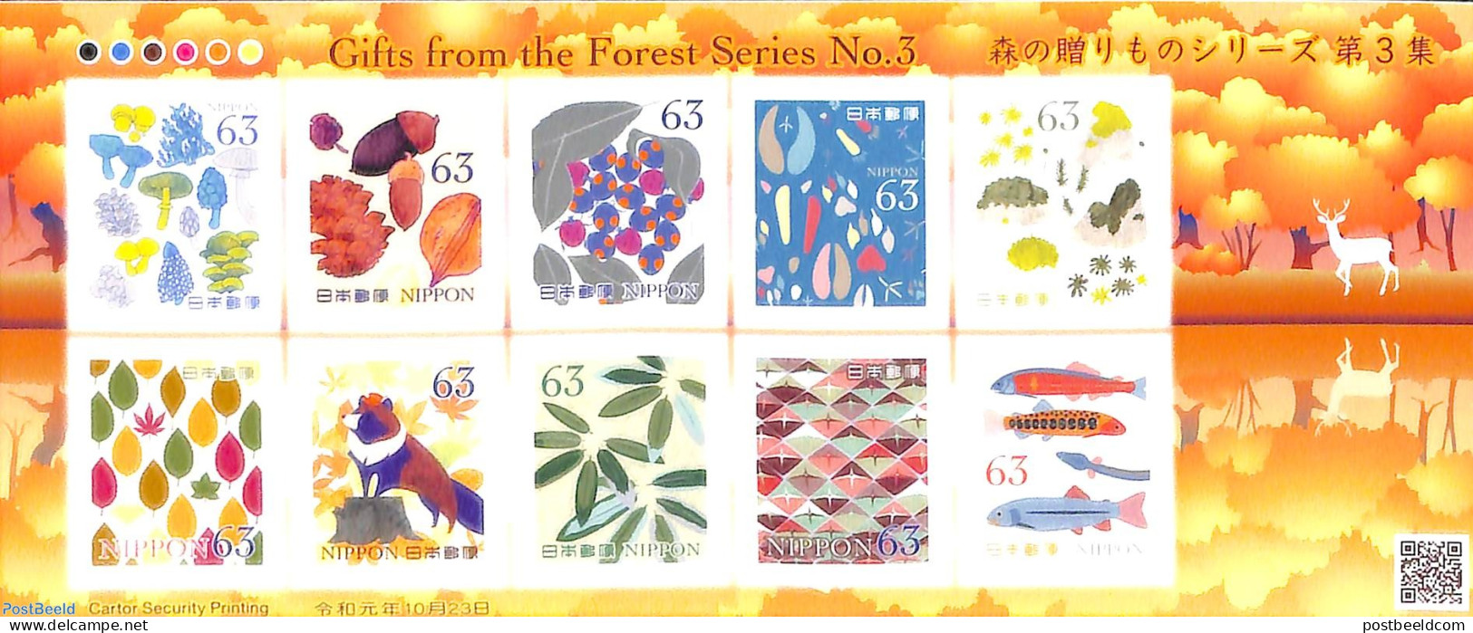 Japan 2019 Gifts From The Forest 10v M/s, Mint NH, Nature - Fish - Mushrooms - Neufs