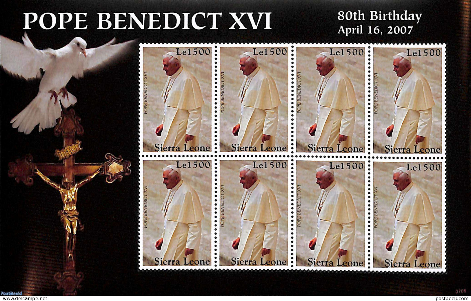 Sierra Leone 2007 Pope Benedict XVI M/s, Mint NH, Religion - Pope - Papes