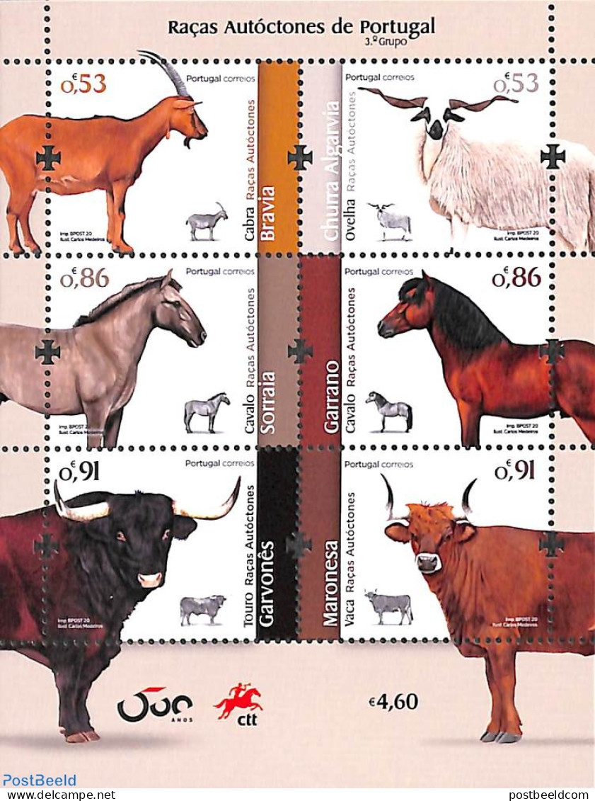 Portugal 2020 Domestic Races S/s, Mint NH, Nature - Cattle - Horses - Ungebraucht
